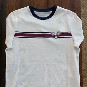 Tory Burch Racquet-Stripe Pique Top